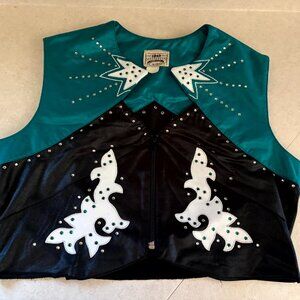 1849 Authentic Ranchwear Women's Rodeo Show Vest XL Black Blue